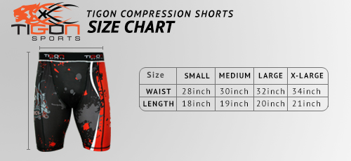 compression shorts size chart