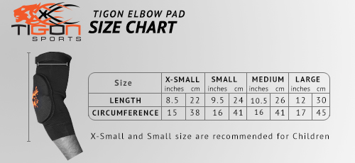 elbow pad size chart