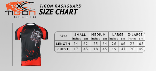 rash guard black size chart